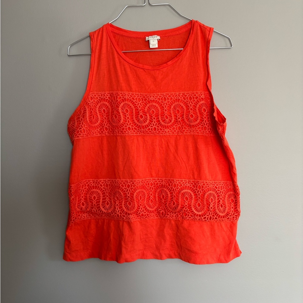 J. Crew Bright Orange Embellished Sleeveless Tank Top